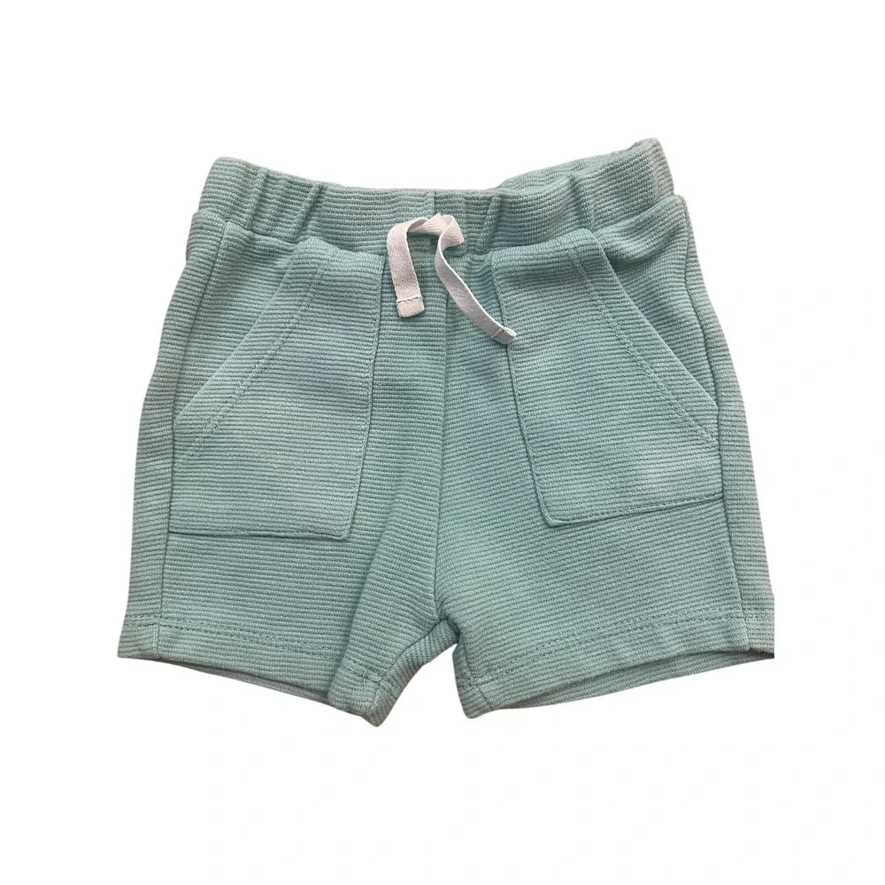 Bon Bebe Shorts Baby 24M Green Waffle Knit Elastic Waist Drawstring Pockets‎